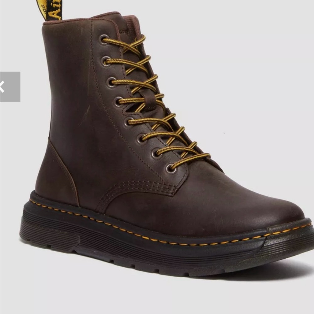 Brown Leather Lace-Up Boots